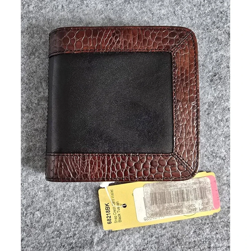 NWT Vintage Brahmin Tuscan Snap Credit Card Wallet Black Brown Model 68218BK